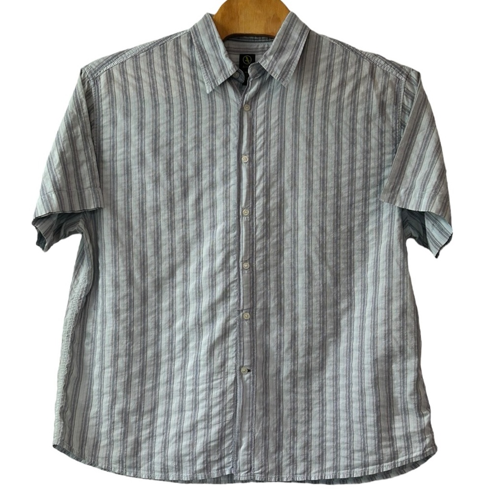 Aigle Men’s Short Sleeve Button Down Striped Cotton Shirt  Sz‎ XXL
